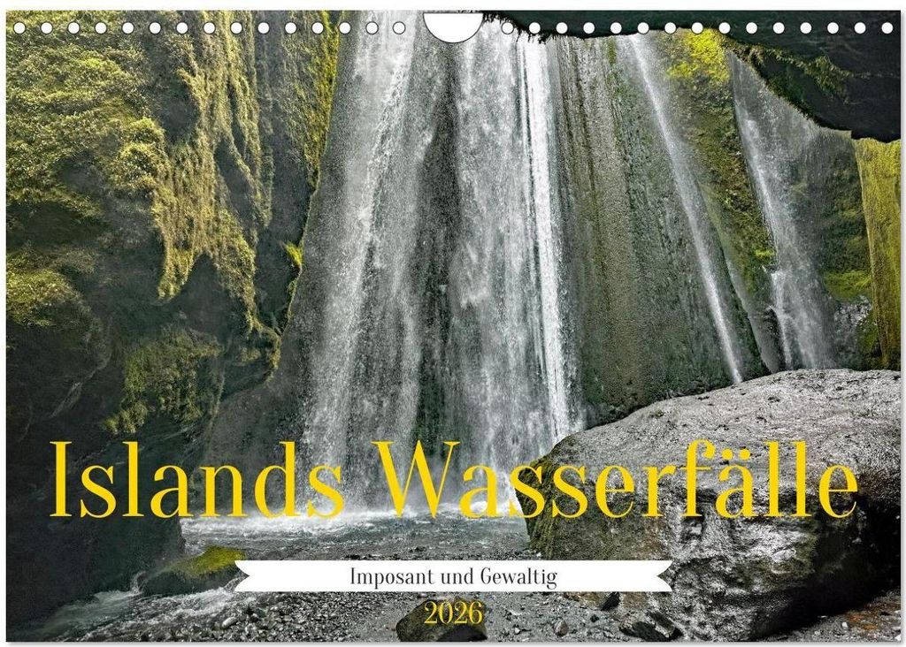 Islands Wasserfälle (Wandkalender 2026 DIN A4 quer), CALVENDO Monatskalender