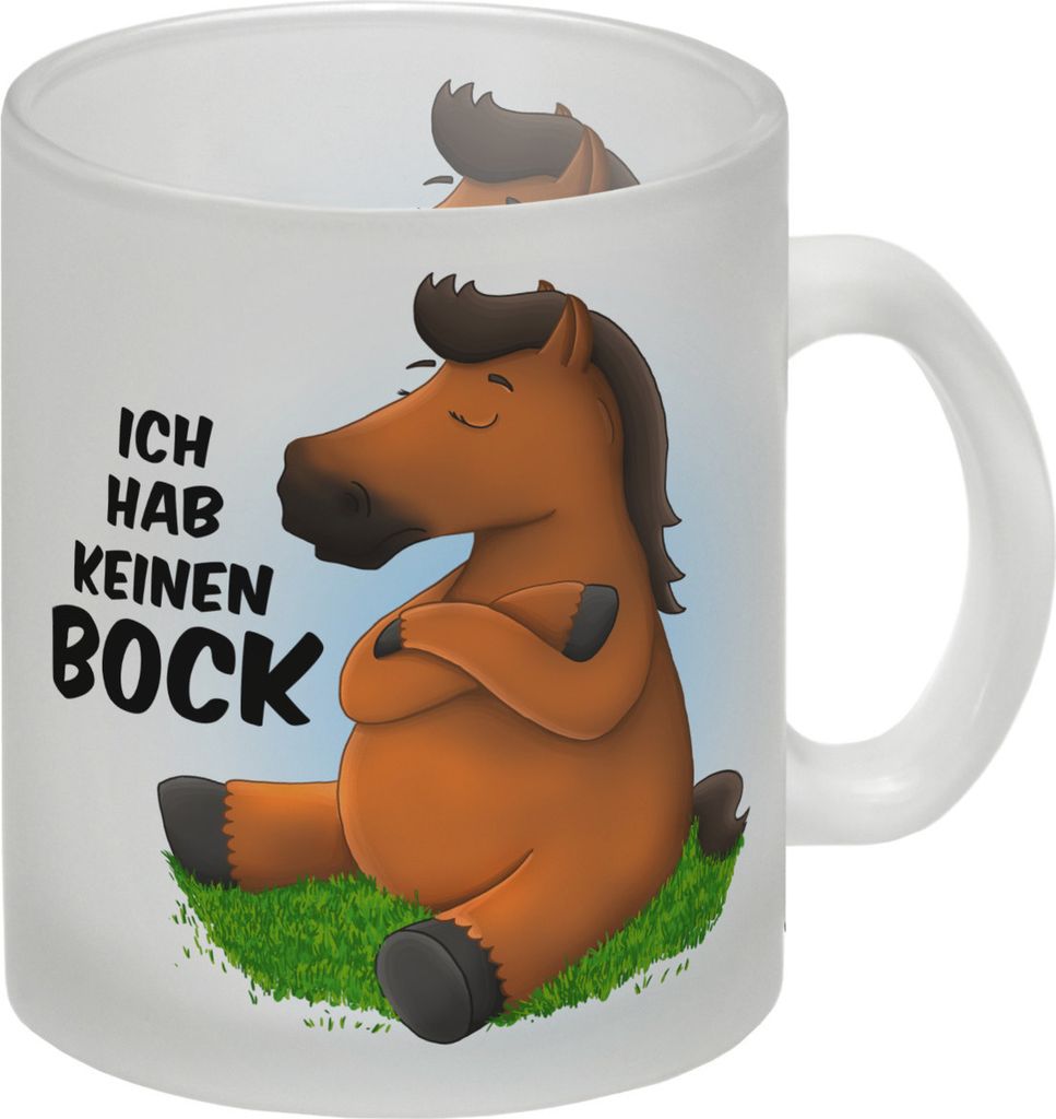 Ich hab keinen Bock Glas Tasse mit Pferd Motiv