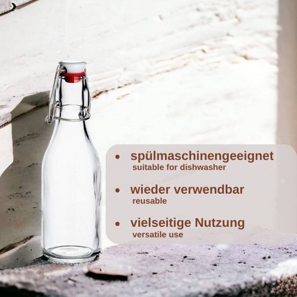 gouveo 24er Set Glasflaschen 250 ml rund mit Produktbild 3