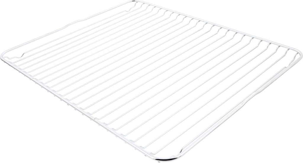 A white wire rack is shown from a slightly elevated angle against a white background.