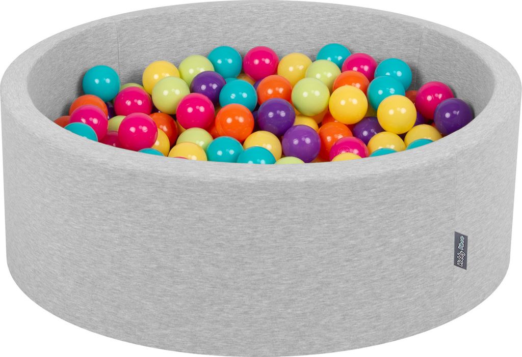 KiddyMoon Bällebäder kinder 90x30cm 200 Bunten Plastikbälle ∅7cm - Bällepool Bälle für Bällebad Für baby zimmer Babyspielzeug - Hellgrau