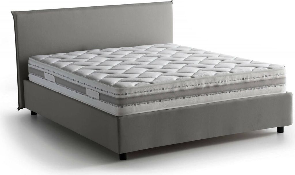 Doppelbett Bernadette, Containerbett mit Stoffbespannung, 100% Italy, Frontöffnung, mit Matratze Cm 140x200 enthalten, Grau