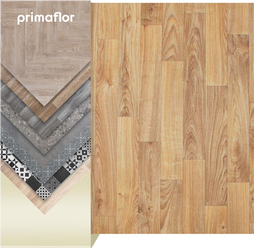 Primaflor PVC Bodenbelag TACUTO - Eiche gold - 2,00m x 10,00m - Meterware - Vinyl-Boden in Holzdekor, Dielen für Küche, Wohn- und Badezimmer, Hoc...