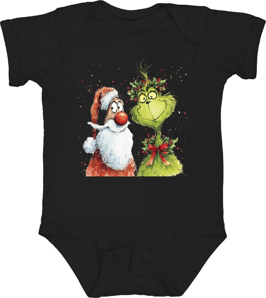 Grinch Weihnachtsmann lustig Weihnachten Geschenk Vintage Unisex Baby Body, Schwarz, 0/3
