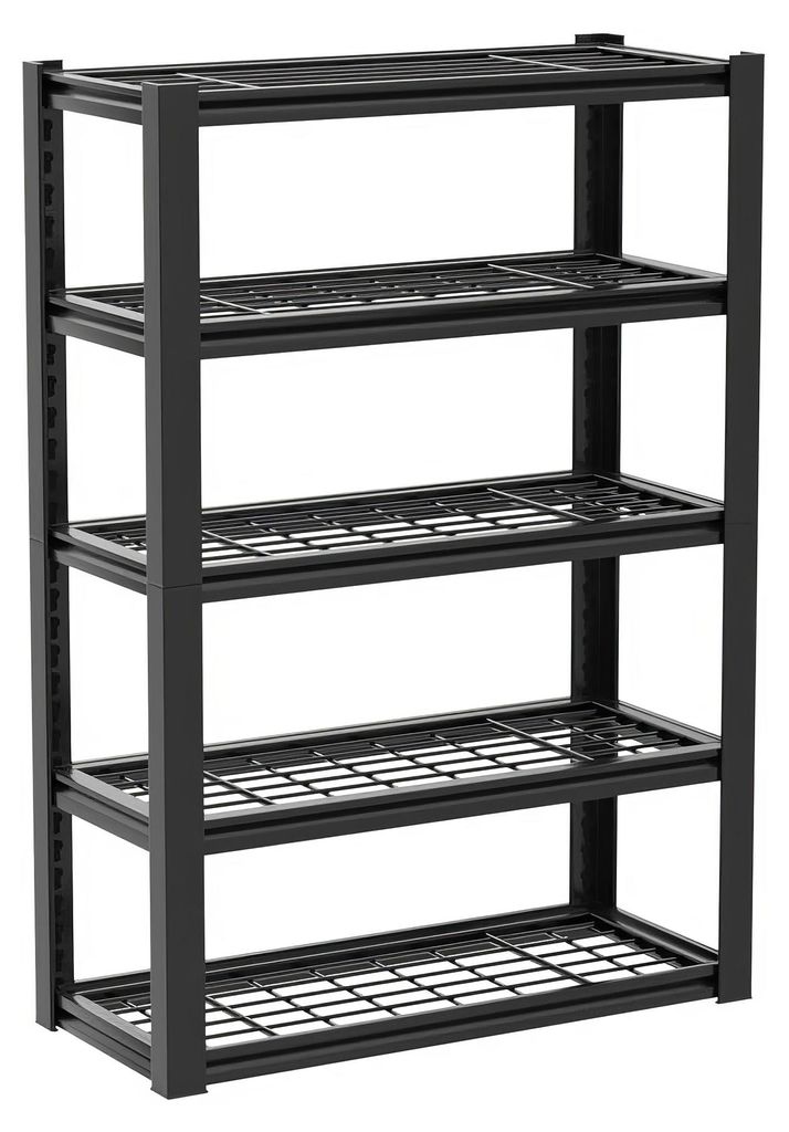 Mesh 185 - Metallregal 185x100x40 cm mit 5 Gitterböden Tragfähigkeit 1365 kg Schwarz