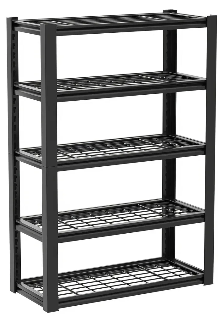 Rayonnage Métallique de Stockage 185x100x40 cm Noir 5 Niveaux Mesh