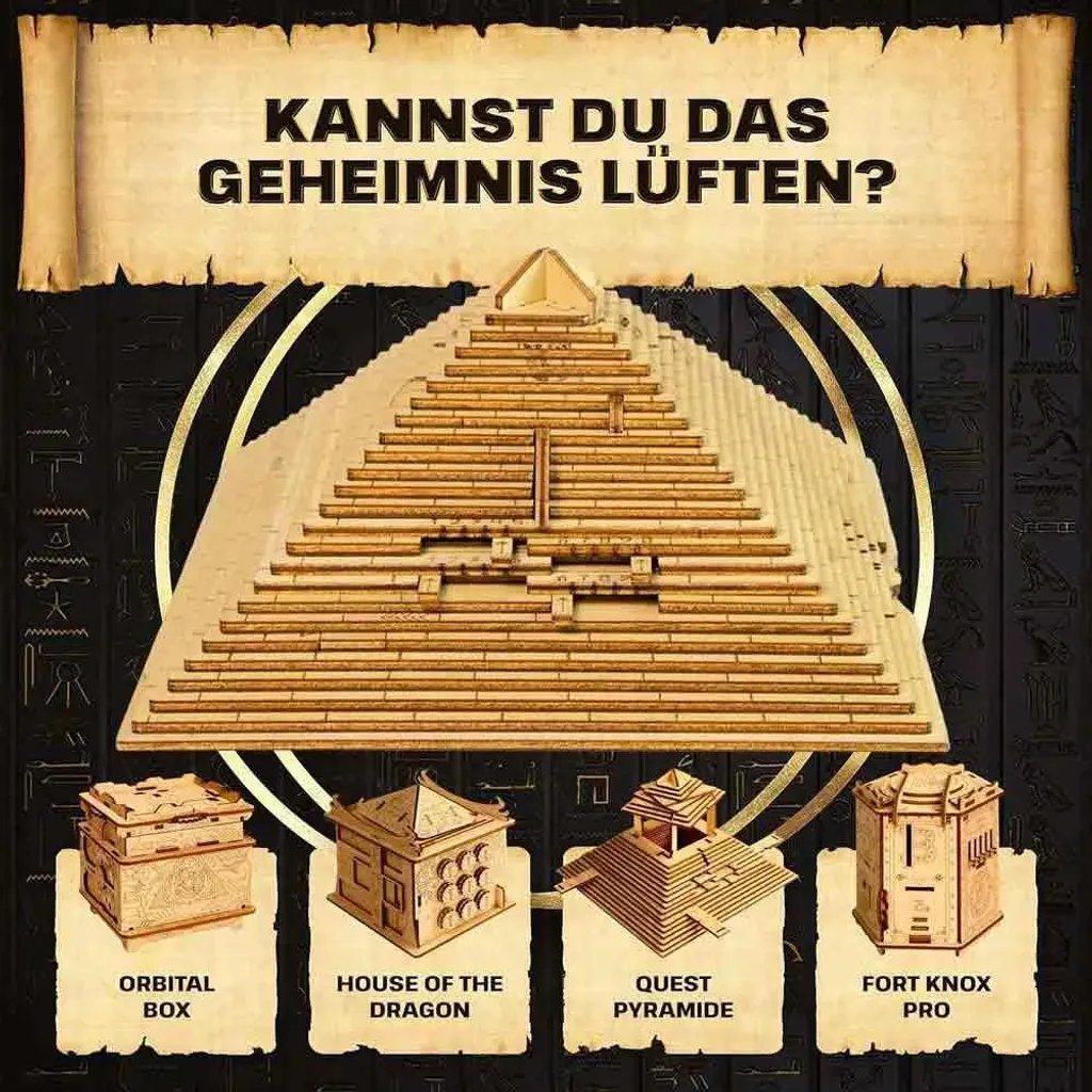 Jeu de logique Pyramide EscapeWelt en bois - Cadeau original 3D - 12