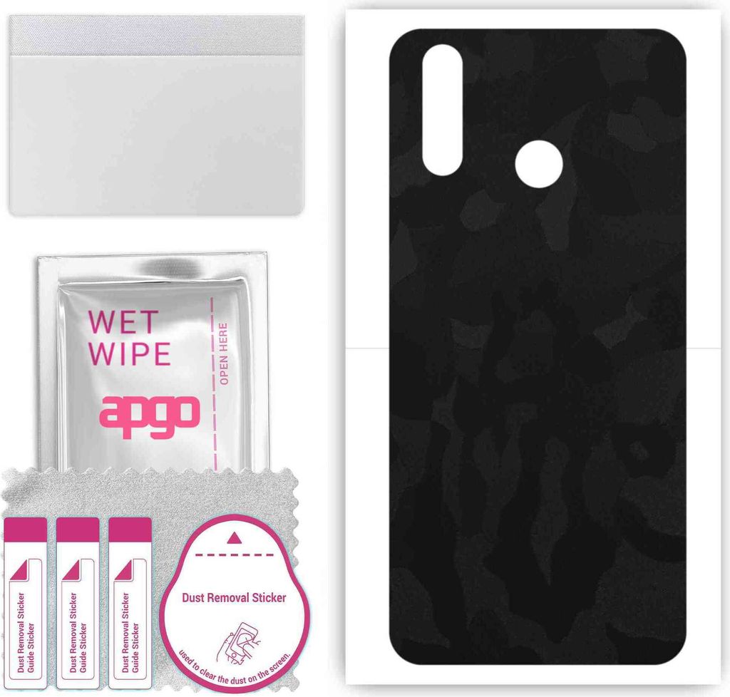 apgo Rückseite Schutzfolie, Skin, kompatibel mit Tecno Pouvoir 3 Air, Hinten Displayschutzfolie aus Vinylfolie, kratzfest, einfache Montage - Schw...