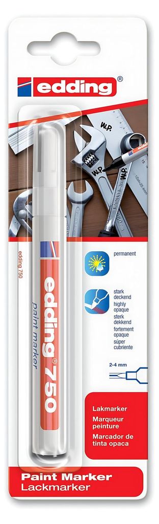 Edding Lackmarker 750 2-4 mm weiß 1er-Blister B2B Produktbild 