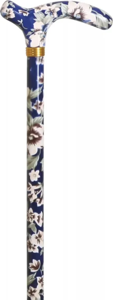 Canne Garcia 1880 réglable de 77 à 99 cm en aluminium motif floral bleu