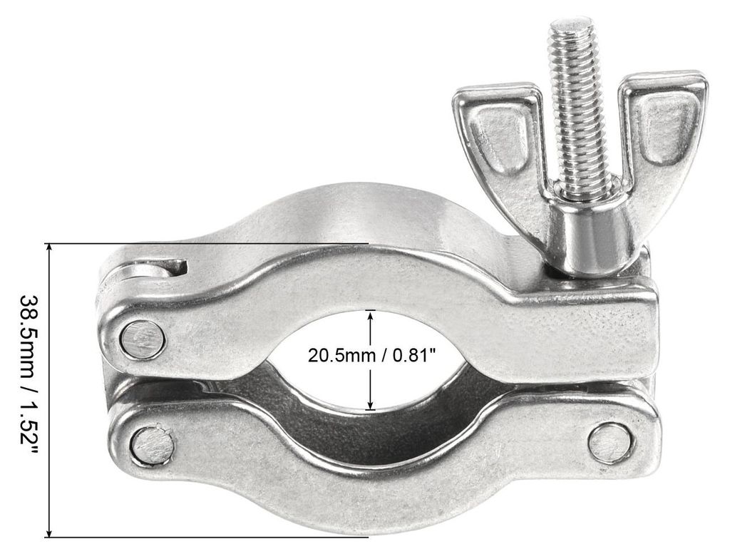 1Pack KF-16 Vakuum Klemme 304 Edelstahl Haltbare Doppelstift Schlauch Klemme mit Spannmutter fš¹r Klemmring Silber