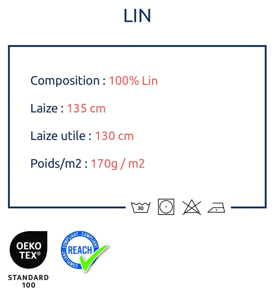 Tissu lin lavé écru fluide et thermorégulateur, coupon 3m Tiny - 3