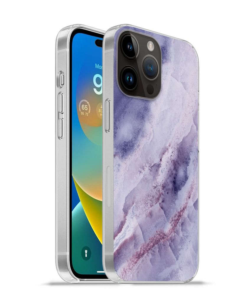 MuchoWow Handyhülle Schutzhülle Hülle für Apple iPhone 14 Pro Max Naturstein - Lila - Edelsteine und Mineralien Silikon Softcase Handy Hülle...