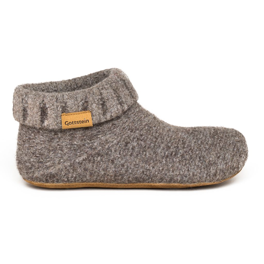 Gottstein Knit Boot Hüttenschuh Aus 100% Schurwolle, Sohle aus Rindsleder, Natürlich, leicht und temperaturregulierend