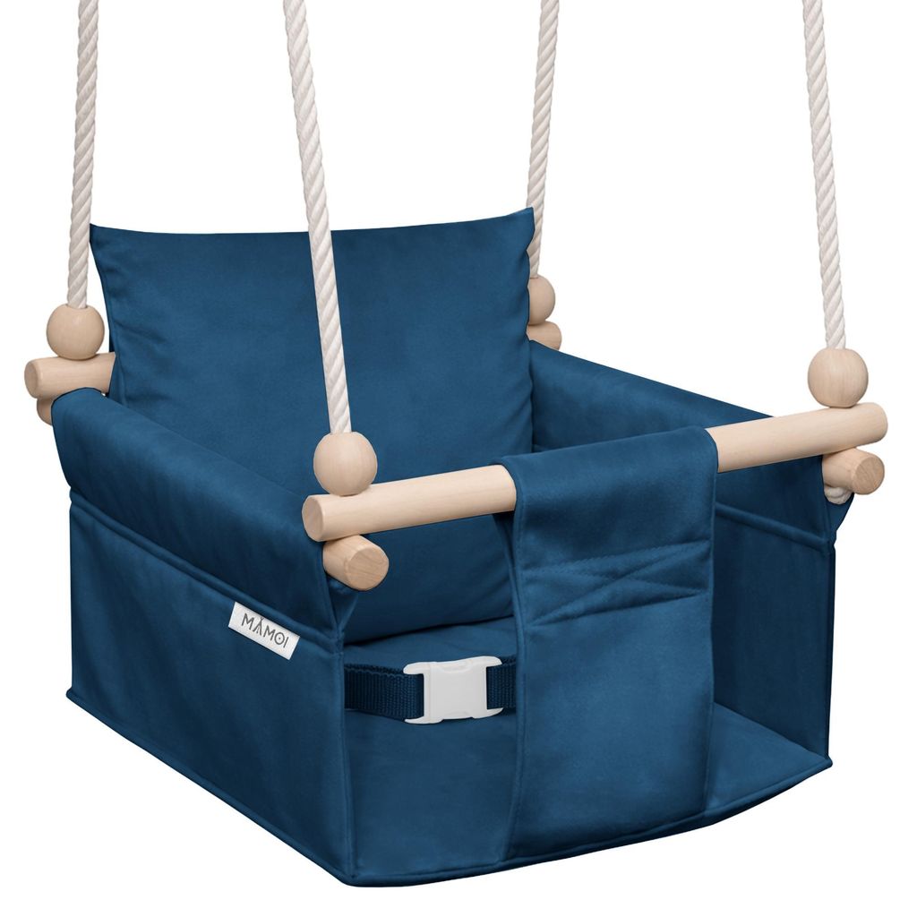 MAMOI Kinderschaukel mit Sicherheitsgurt, höhenverstellbar 150–190 cm, Schaukel für den Innenbereich, stabile Konstruktion, Velours-Sitz