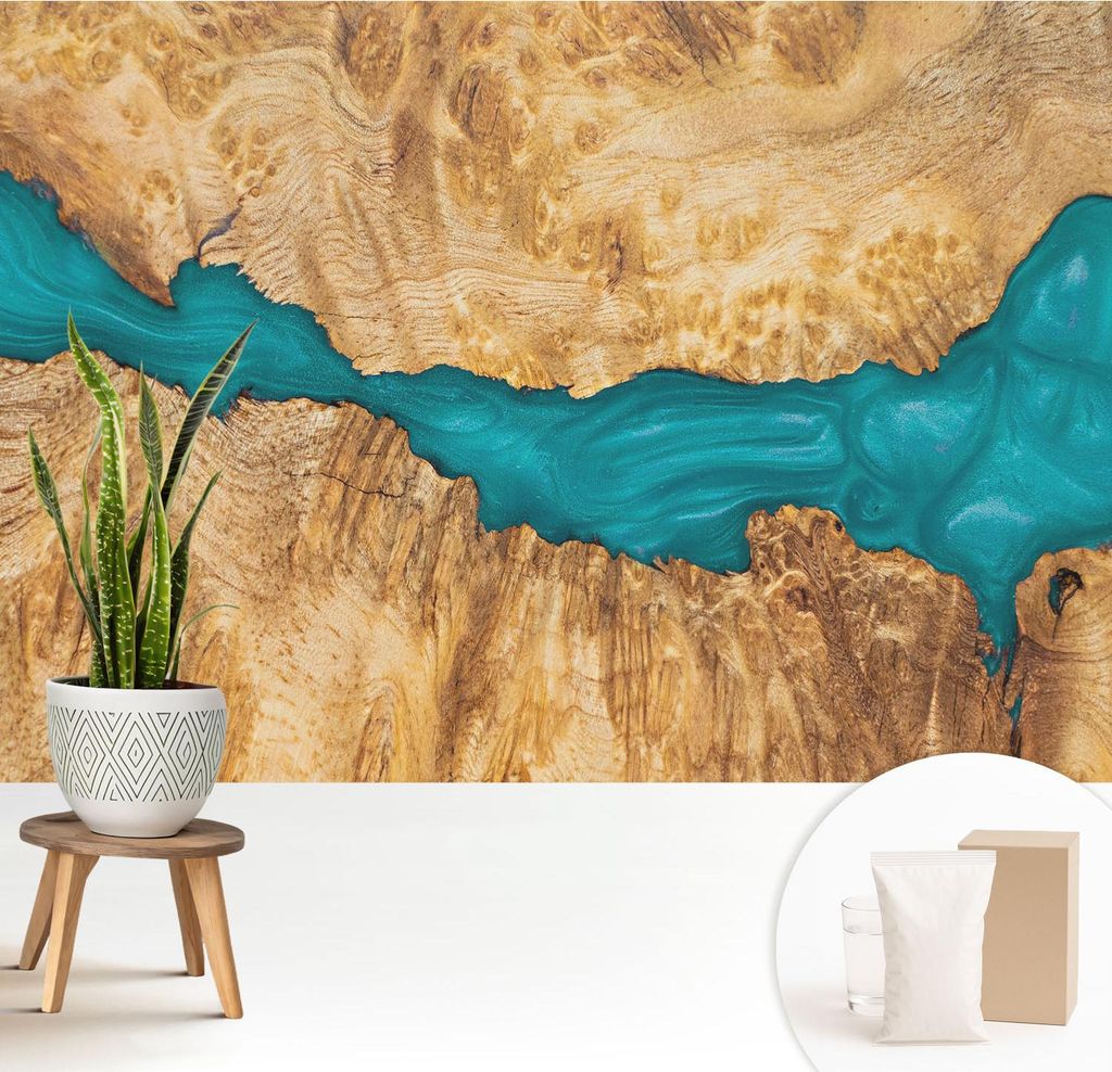 Fototapete - 208x146 cm - Tapete - Wandtapete - Wandbilder - Dekofolie - Tapete Folie - Wand - Dekoration - Wohnzimmer - Holz und Harz