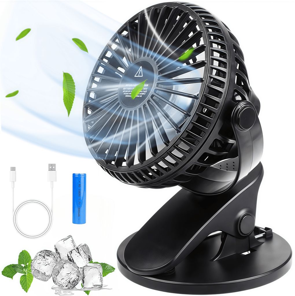 Tischventilator, Mini Clip Ventilator, 360° drehbarer Produktbild 1