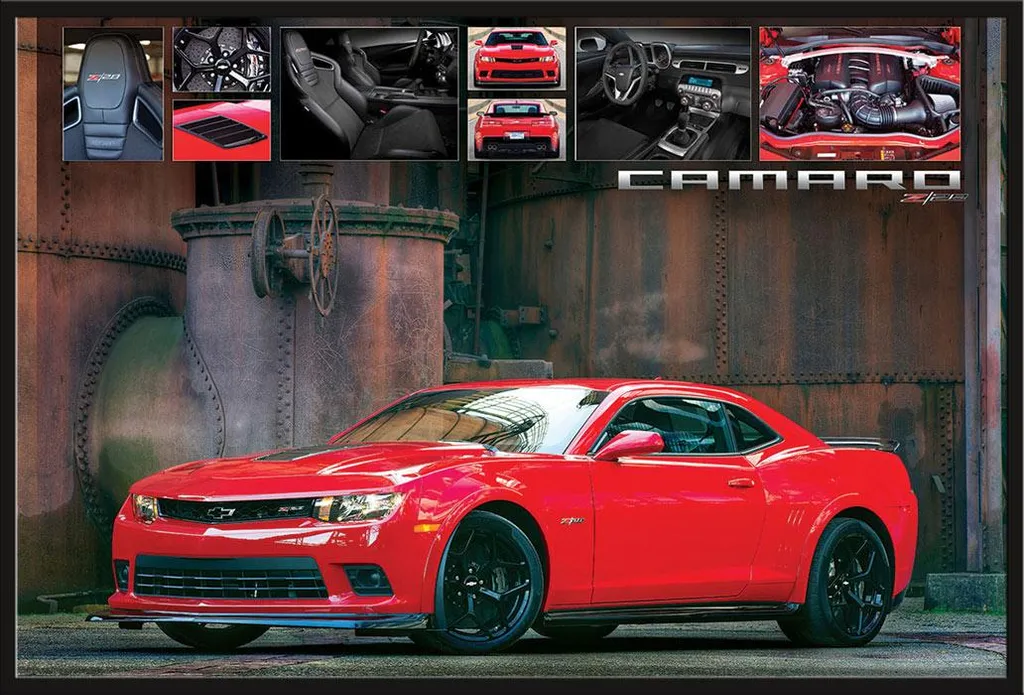 Poster Chevrolet Camaro avec cadre Shinsuke noir pour salon moderne