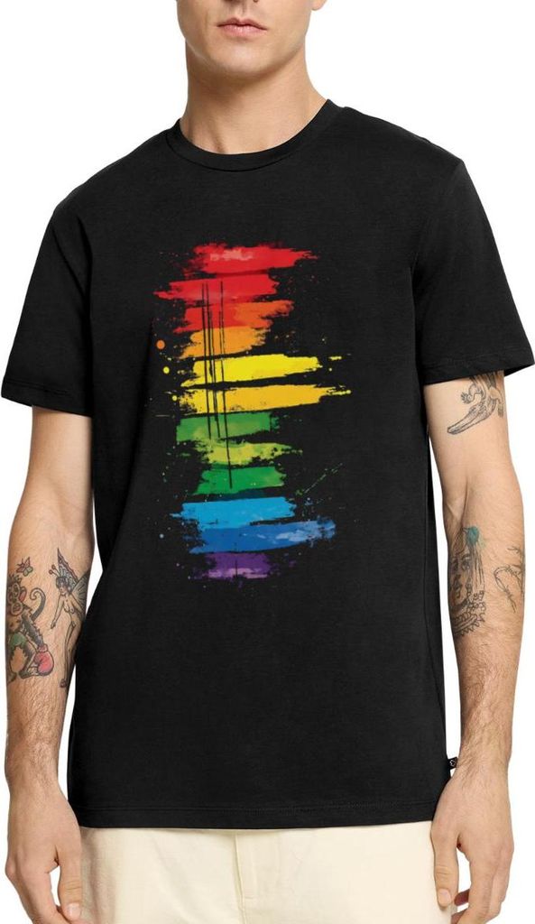 Spreadshirt Pride Flagge Regenbogen Statement Männer Premium T-Shirt, 3XL, Schwarz