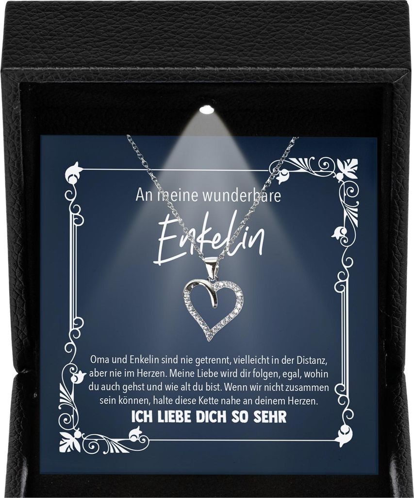 22Feels Enkelin Geschenk von Oma - Mädchen Schmuck Frauen Silber 925/000 Herz Halskette - Konfirmation Firmung 18. Geburtstag Weihnachten Schulabs...