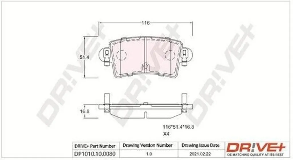 Plaquettes de frein arrière pour utilitaire Movano X70 OE 44060 00QAE