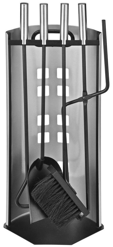 HI Set di utensili per caminetto 5 pezzi argento 23x15x52 Immagine del prodotto 