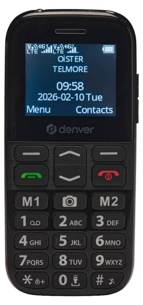 Téléphone mobile Denver BAS-18800L avec bouton SOS et écran LCD lisible