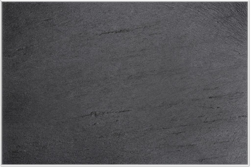 Wallario Wandbild Schwarze Schiefertafel Optik - Steintafel, Größe: 61 x 91,50 cm, Poster mit weißem Aluminiumrahmen