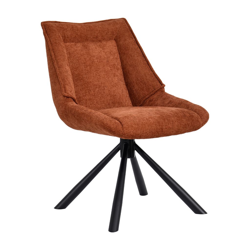 Duhome Esszimmerstuhl Ergonomischer Küchenstuhl 180° drehbar Stuhl aus Chenille Stoff und Metallgestell Loungestuhl mit Rückstellfunktion, Orange