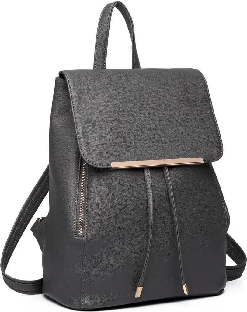 Petit Sac à Dos Femme Étanche Cuir PU Souple avec Poches Multiples