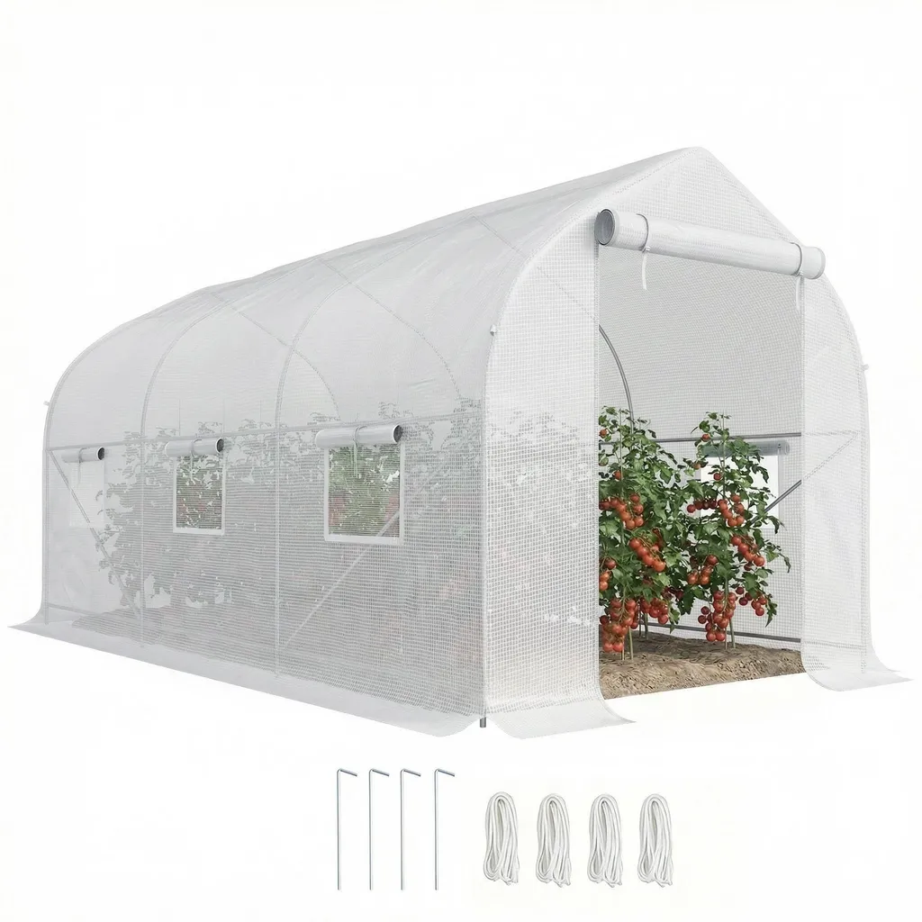 Grande serre de jardin tunnel maraîchère 4x2m avec 2 portes relevables