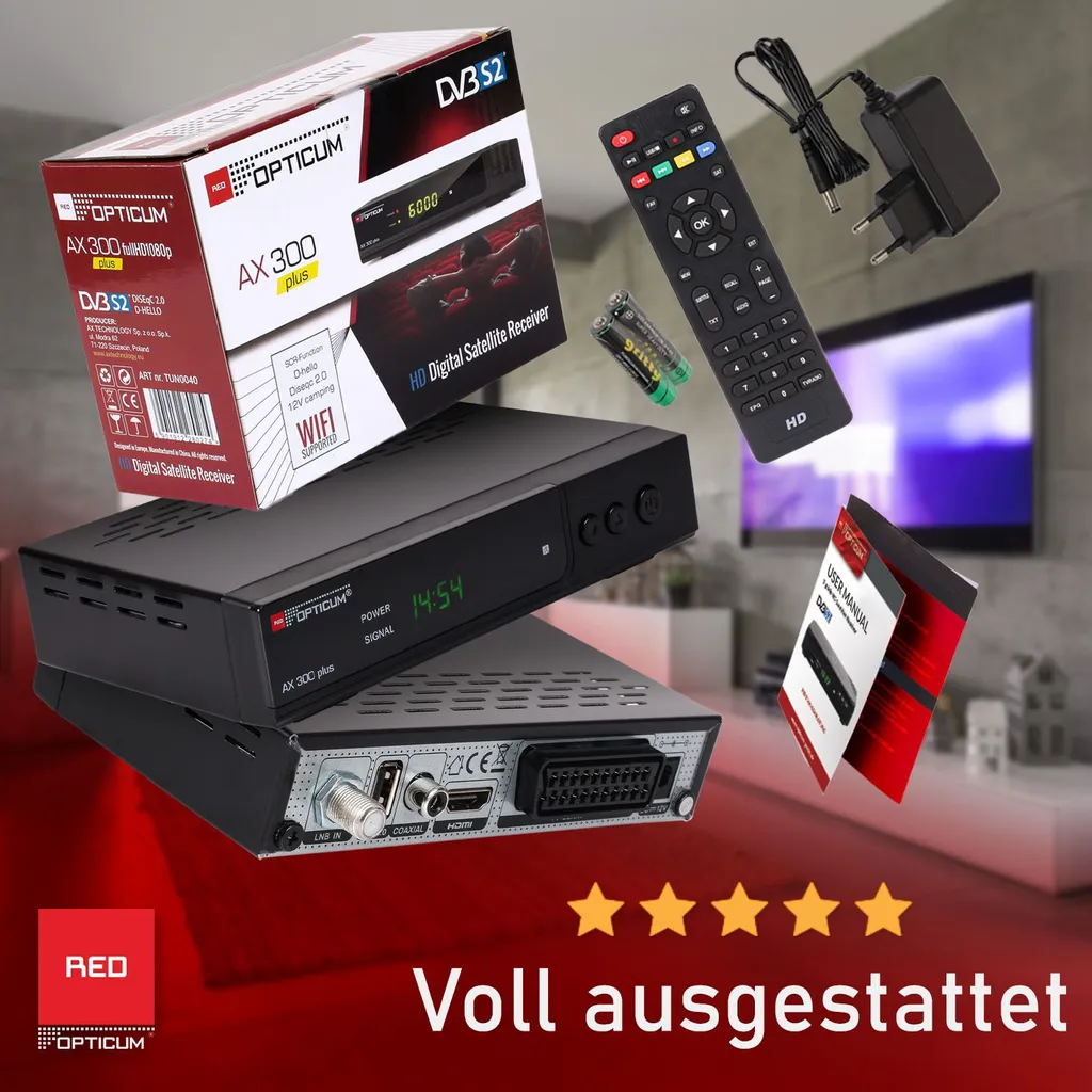 Décodeur Satellite HD Opticum AX300 compact pour chaînes TV gratuites - 24