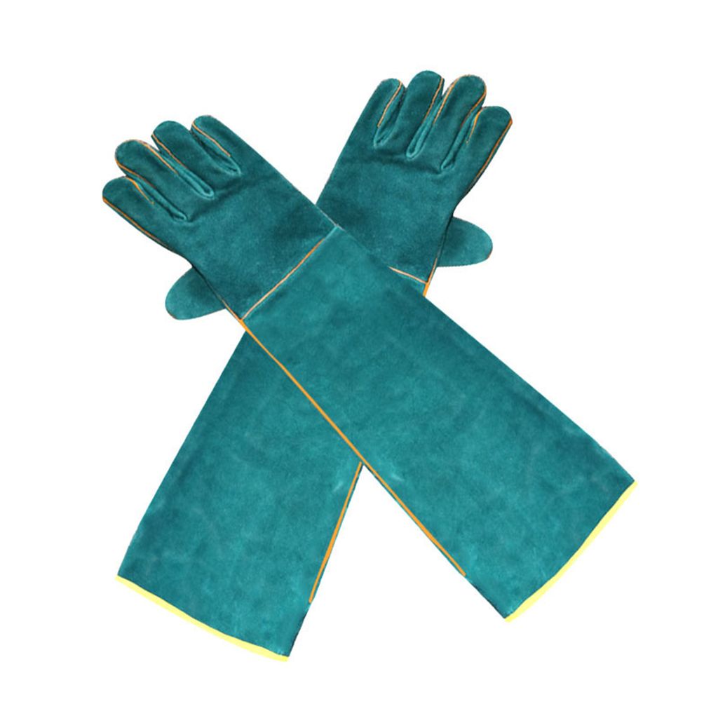 Anti-Biss-Sicherheitshandschuhe Ultralanges Leder Gruen Pets Grip Beissende Schutzhandschuhe fuer Fanghund Katze Reptilien Tier