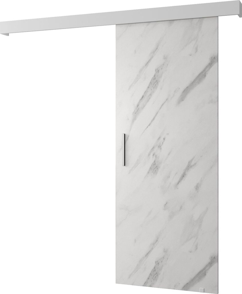 MEBLE KRYSPOL Schiebetürsystem SALWADOR 1 mit Schienenabdeckung, Einbautüren, 90x204cm, Weißer Marmor