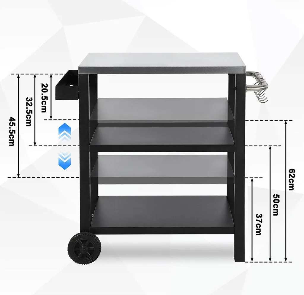 Chariot Barbecue Multifonctionnel avec Plan de Travail en Acier - 2