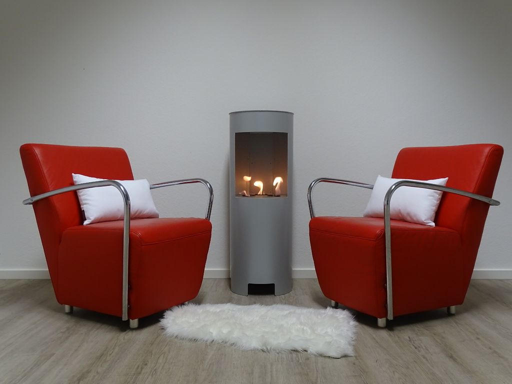 Ethanol & Gelkamin Modell Hightower Silber 100cm mit 3 Produktbild 