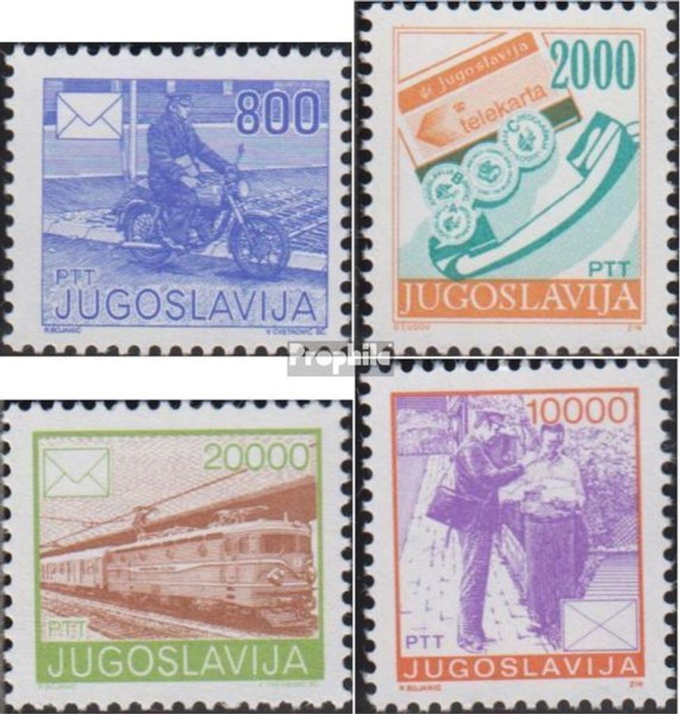 Briefmarken Jugoslawien 1989 Mi 2360C-2361C,2389C-2390C postfrisch Postdienst