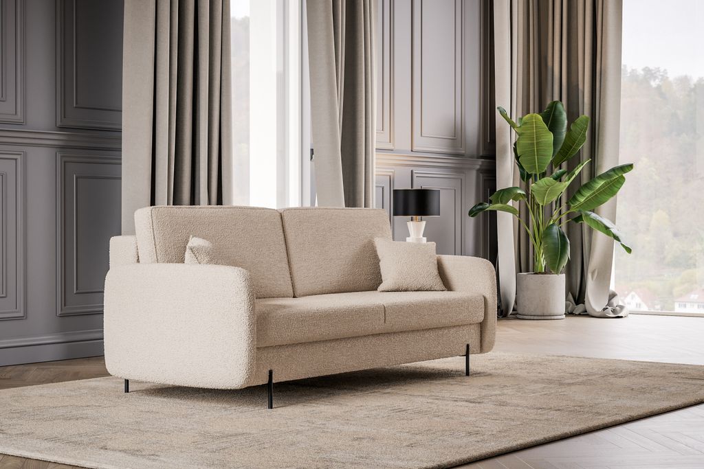 Bettsofa Candy, Sofa, Couch, Schlafsofa, Schlaffunktion, Bettkasten, dekorative Kissen und Steppung, Polstermöbel, Abriamo 3