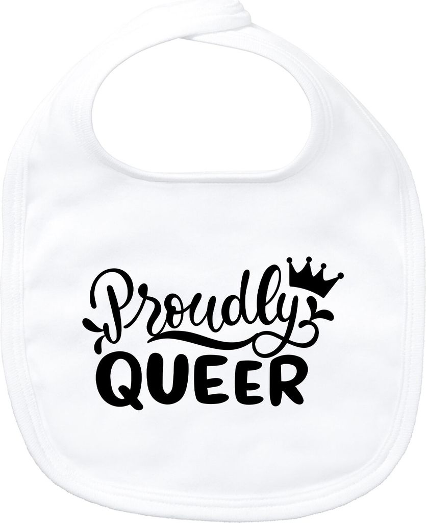 Huuraa Baby Lätzchen Proudly Queer Krone White Klettverschluss Baumwolle Latz Geschenkidee