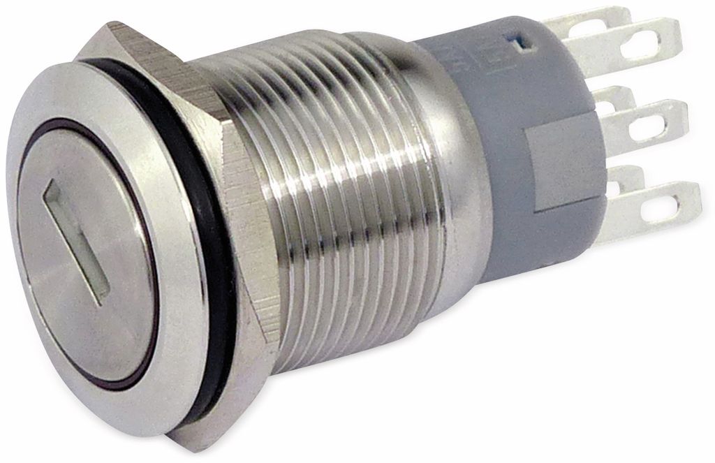 Schlüsselschalter Metall 19 mm, 2 x Schliesser, 2 x Öffner