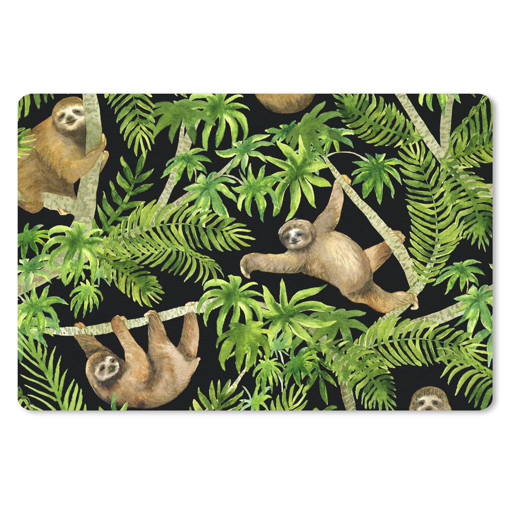 MuchoWow Schreibtischunterlage Faultier - Palme - Muster - Jungen - Mädchen - Kinder - Kind 60x40 cm - XXL Mauspad - Großes Mauspad