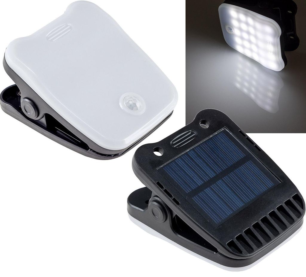 ChiliTec 23855 LED Solar Klemmleuchte "SWK 8020" PIR Bewegungsmelder, 25 LEDs, IP44