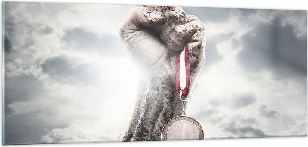 Bilder auf glas - Sport Medaille Sieg Trophäe - 100x40cm - Glasbilder - Wandbilder - Kunstdruck - zum Aufhängen bereit - Wanddekoration aus Glas ...
