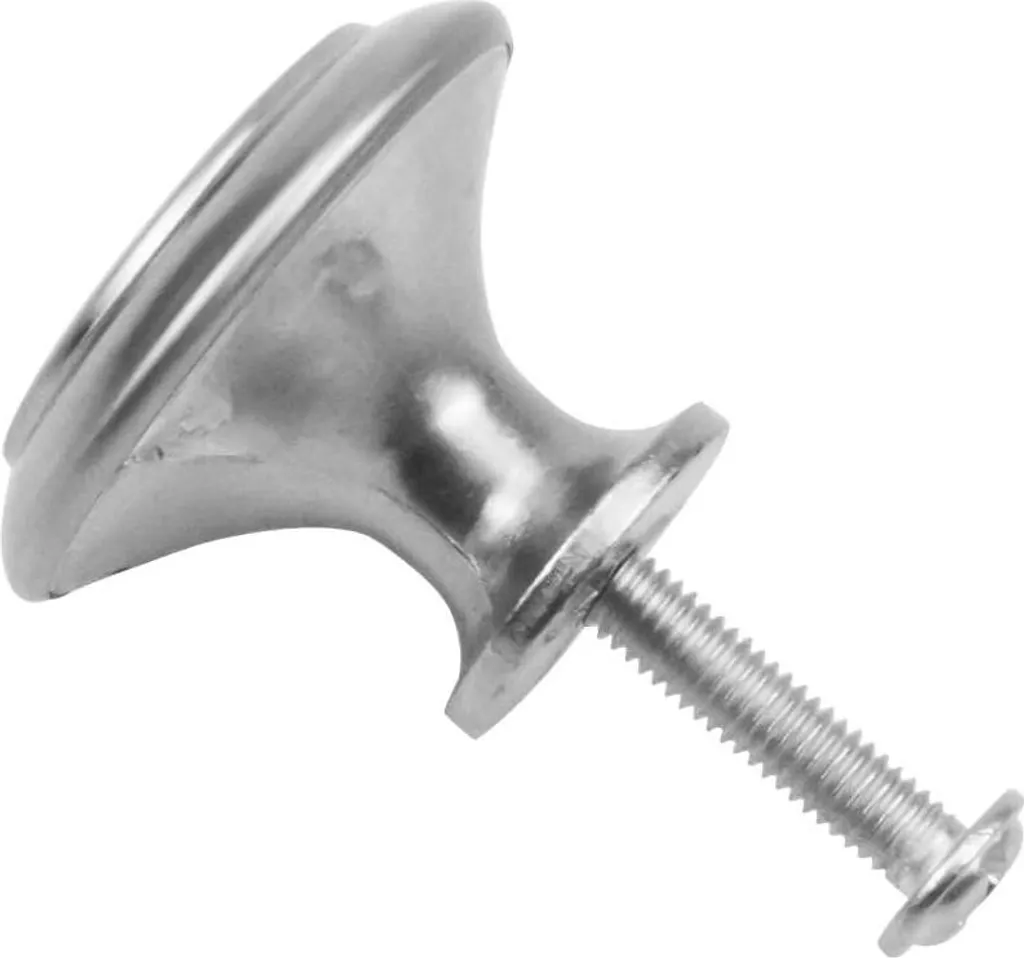 Bouton de meuble champignon en aluminium argent mat - Design ergonomique