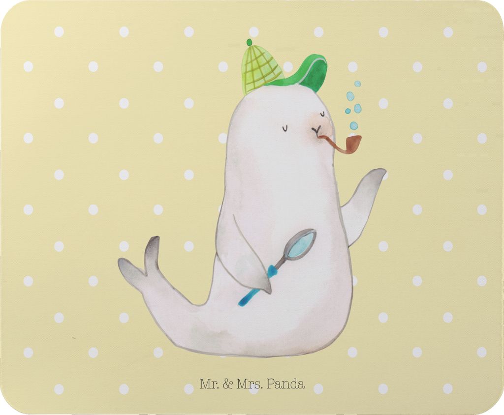Mr. & Mrs. Panda Mousepad Robbe Sherlock - Gelb Pastell - Geschenk, Mouse Pad, Lustige Sprüche, pc mauspad, mausteppich