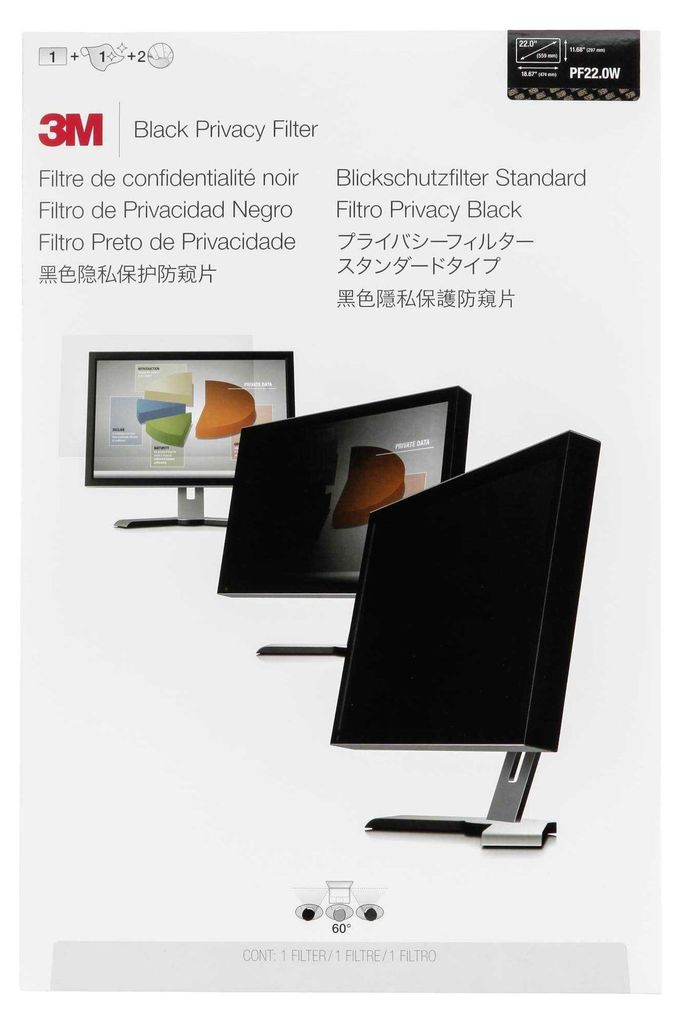 3M PF220W1B Filtre anti-regard noir pour 55,9cm 22,0 16:10 Image du produit 