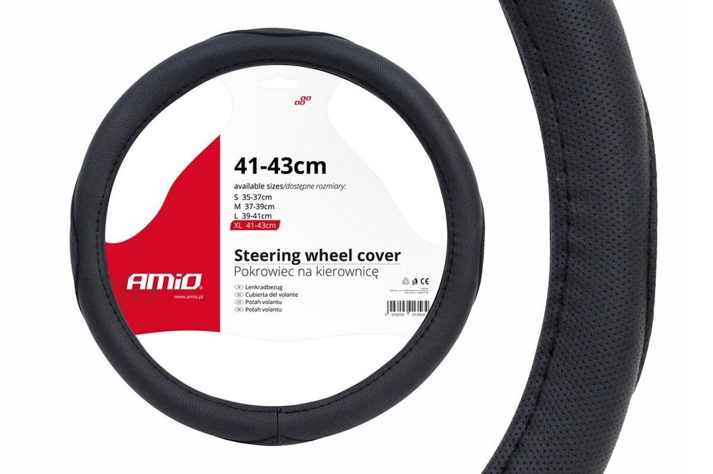 AMiO 01367 Lenkradbezug Ø41-43cm Schwarz Lenkradhülle Produktbild 