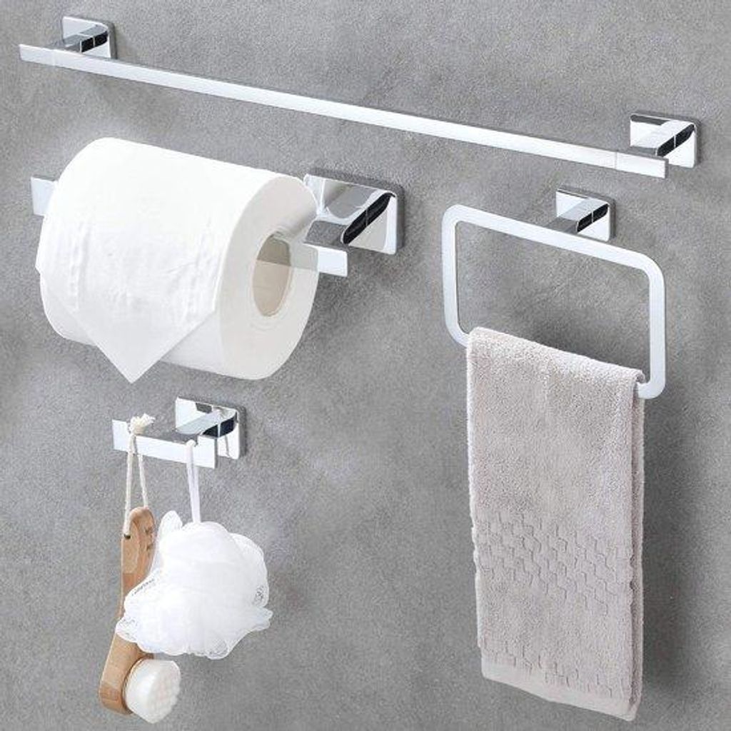 4-teiliges Badezimmer-Ausstattungsset - 40cm lange Badetuchhalter - Edelstahl-Badetuchhalter - Toilettentuchhalter - Edelstahl-Badetuchring - Badet...