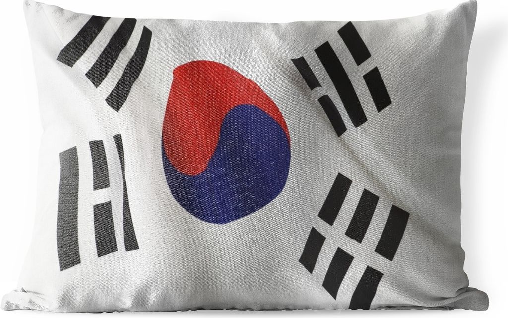 MuchoWow Outdoor Kissen - Nahaufnahme der Flagge von Südkorea - 60x40 cm - Wetterfest - Lounge Kissen - Zierkissen - Kissen für Innenräume