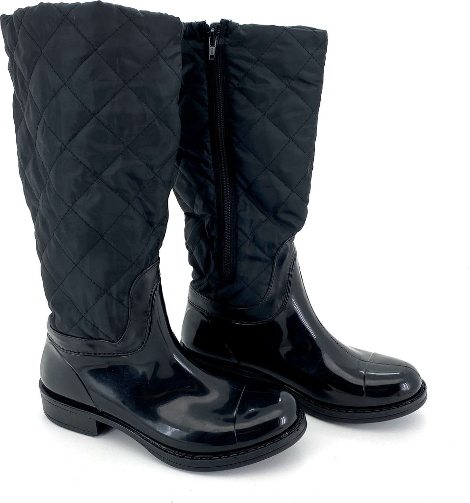 Gummistiefel Hochschaft Daunen Stiefel schwarz matt 38